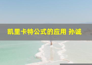 凯里卡特公式的应用 孙诚